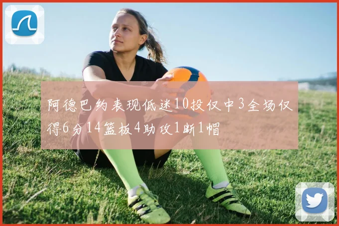阿德巴约表现低迷10投仅中3全场仅得6分14篮板4助攻1断1帽